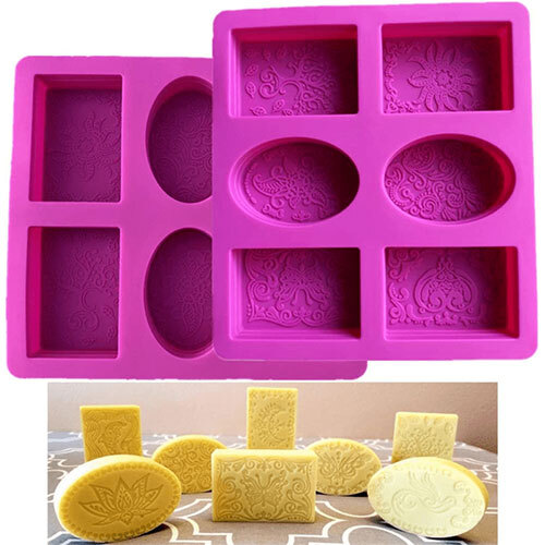 Silicon Mold Heavy Oval 2 + Rectangle 4 - 6 Cavity Design