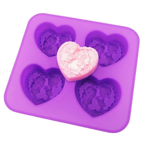 Silicone Mould HEAVY 4 Cavity HEART Shaped Fairies - Girl 90g