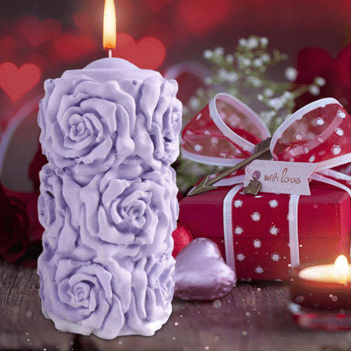 Silicon Mold Candle Pillar 3D Rose - 85g MB