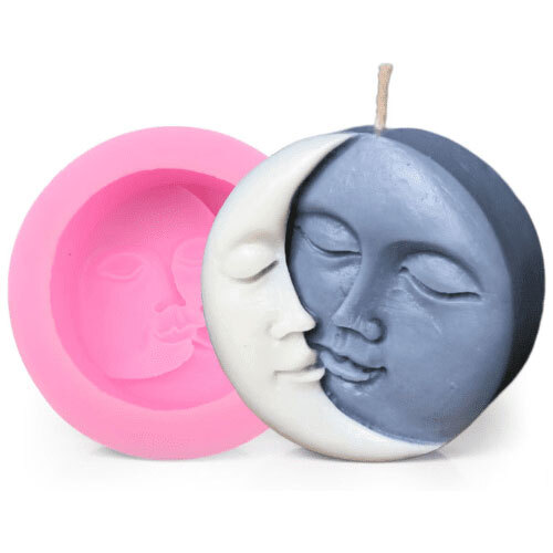 Silicon Mold Candle Sun Moon Face - 70g MB