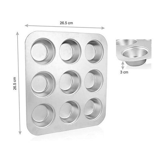 Muffin Mold Tray Aluminium 9 Cavity