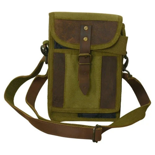 Khaki Canvas Leather Sling Bags