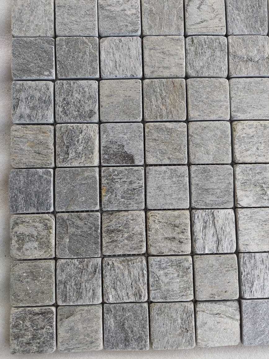 Silver Shine Quartzite Split Face Mosaic Wall Cladding Exterior interior decoration natural slate