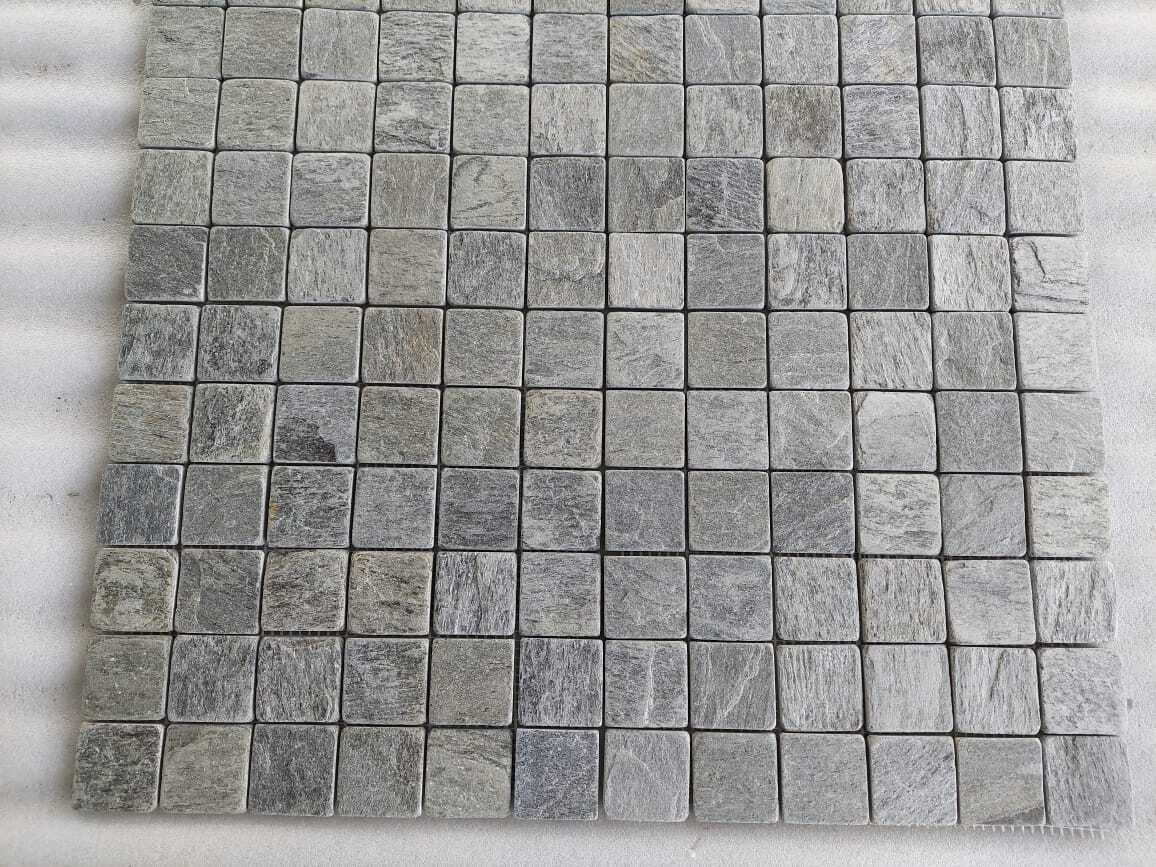 Silver Shine Quartzite Split Face Mosaic Wall Cladding Exterior interior decoration natural slate