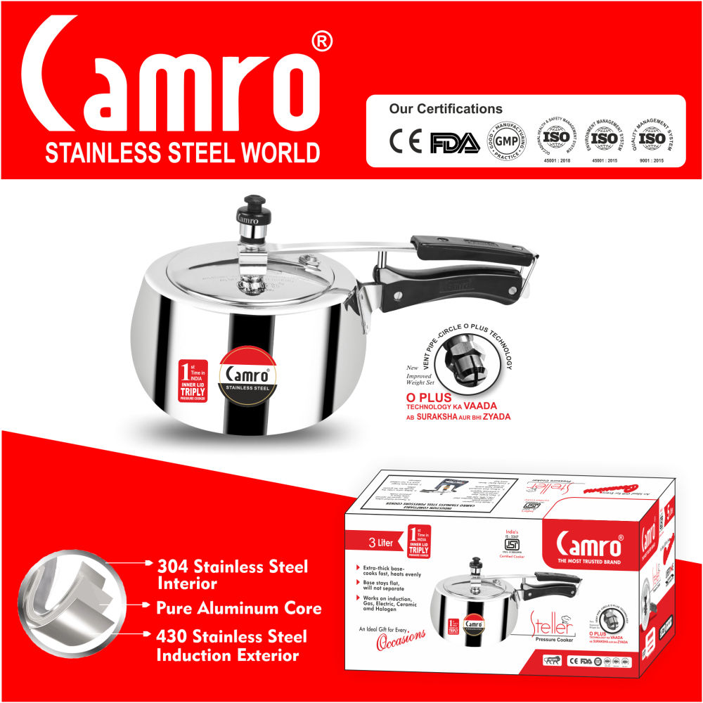 Camro Triply Pressure Cooker (Globus) 3 Liters