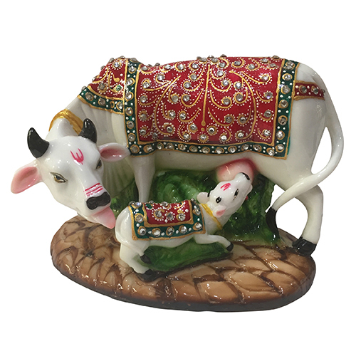 Multicolor Polyresin Cow Set Sculptures