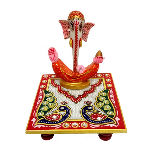 Durable Modern Ganesh Ji Statue Saffron