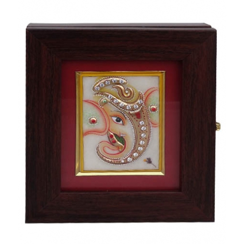 Multicolor Italian Box With Marble Painting Ganesh Ji