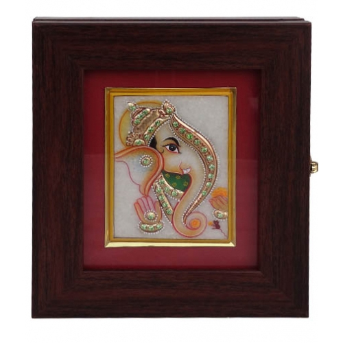 Italian Box With Stone Work Marble Painting Ganesh Ji Size: Different Size