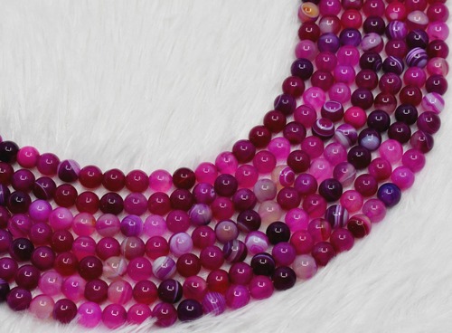 8mm Banded Agate Pink Beads, Gemstone Beads for Necklace ,Crystal Beads Jewelry