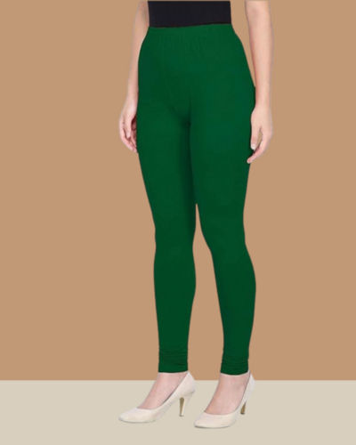 55+ Colours Bottle Green Full Length Churidar Leggings