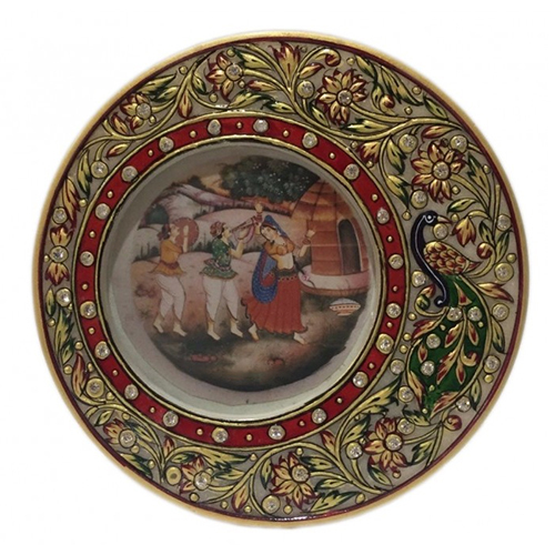 Multicolor 9 Inch Marble Photo Frame Peacock Fine