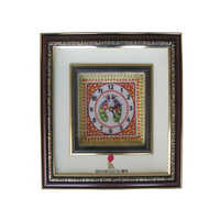 Multicolor Marble Tray Clock Peacock Painting