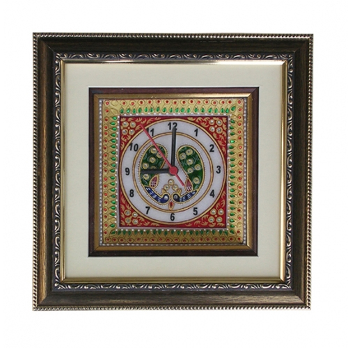 Multicolor Marble Tray Watch Peacock With Frame
