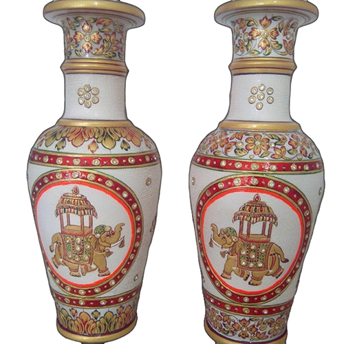 Marble Vase - 12 Inch Height | Customized Antique Effect with Fine White Dots