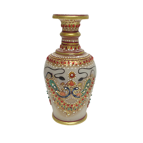 6Inch Peacock Design Marble Vase Height: 6 Inch (In)