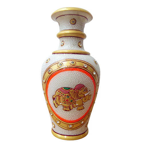6 inch Elephant Design Marble Vase