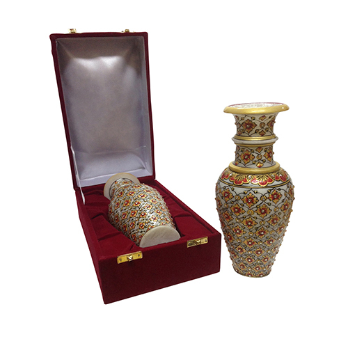 Marble Vase - 9 Inch Height, Customized Designs with Antique Effect