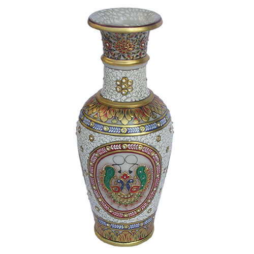 12inch Jew Work Peacock Design Marble Vase