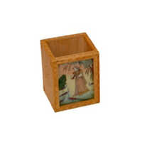 Multicolor Wooden Gemstone Painting Glass Pen Holder