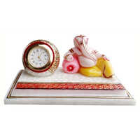 Multicolor Marble Clock With Ganesh Ji