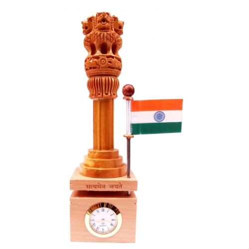 Brown Ashok Pillar With Clock And Flag Medium