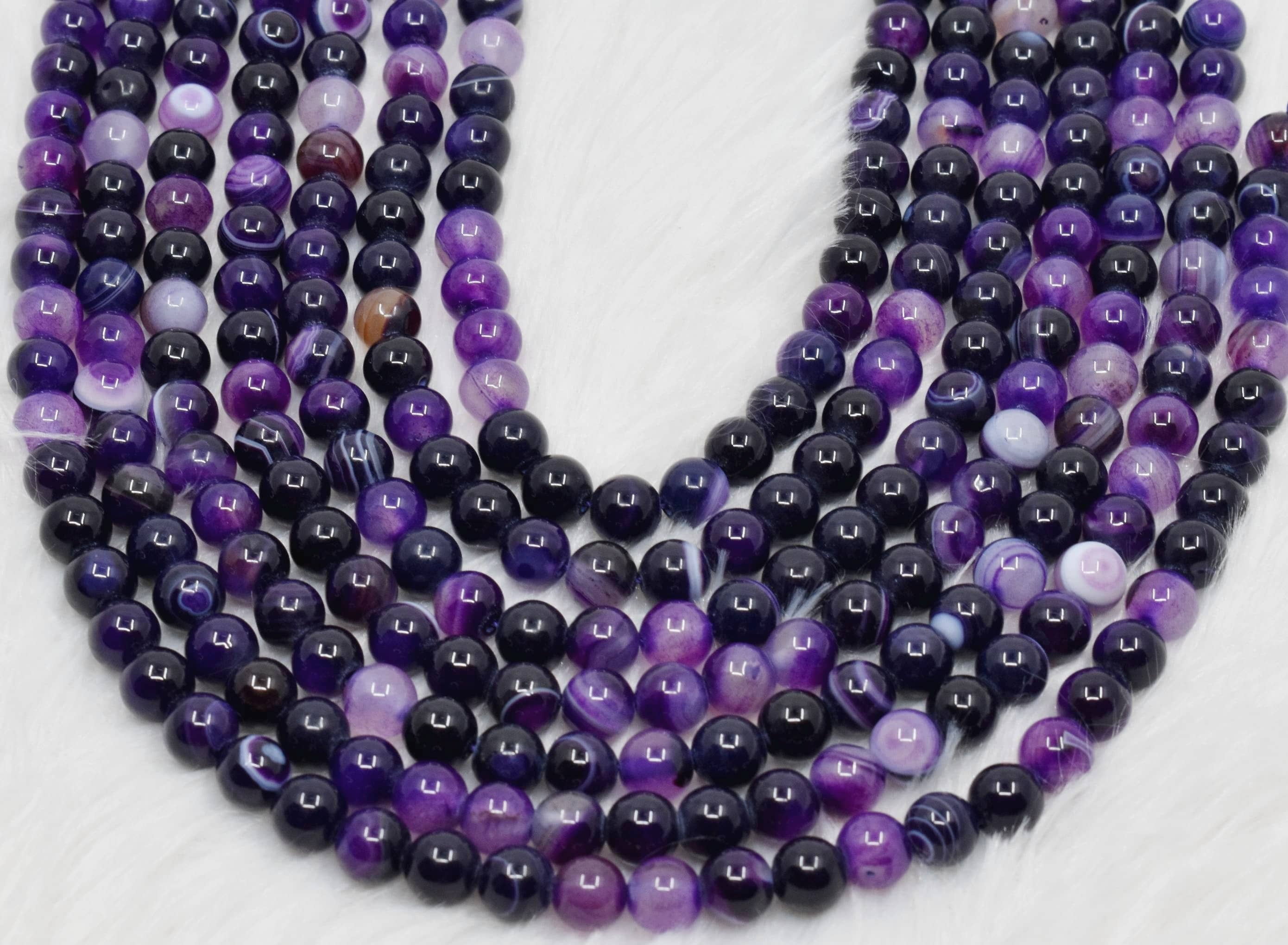 8mm Banded Agate Purple Beads, Gemstone Beads for Necklace ,Crystal Beads Jewelry