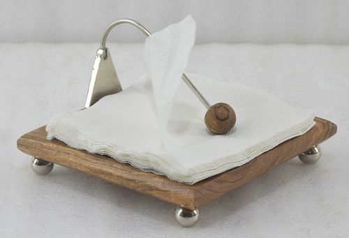 7 Inch Wooden Napkin Holder With Bearing