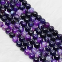 8mm Banded Agate Purple Beads, Gemstone Beads for Necklace ,Crystal Beads Jewelry