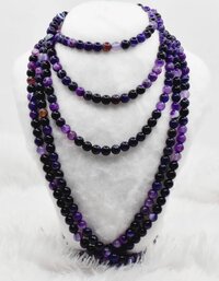 8mm Banded Agate Purple Beads, Gemstone Beads for Necklace ,Crystal Beads Jewelry