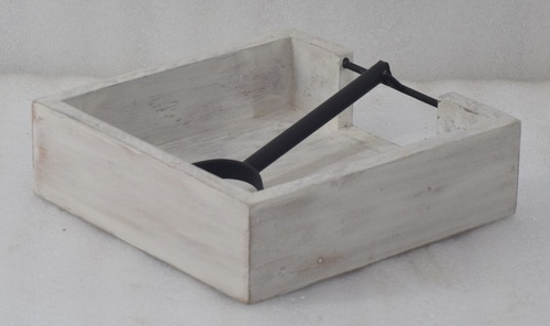 Wooden White Washed Napkin Holder
