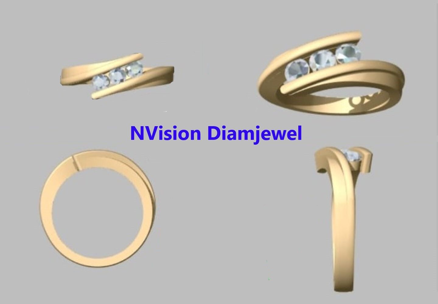 Natural Two-Tone Parallel TrioDiamondRing