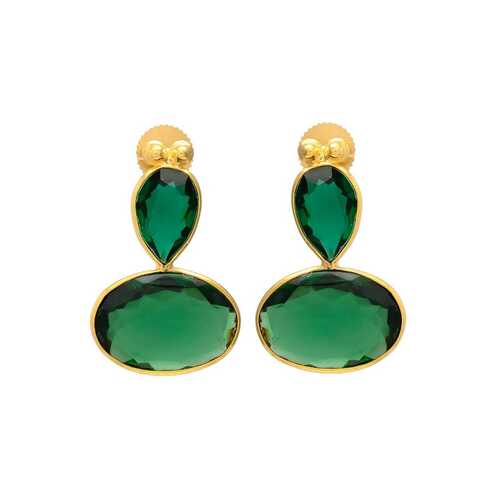 Emerald Green Quartz Teardrop Earrings