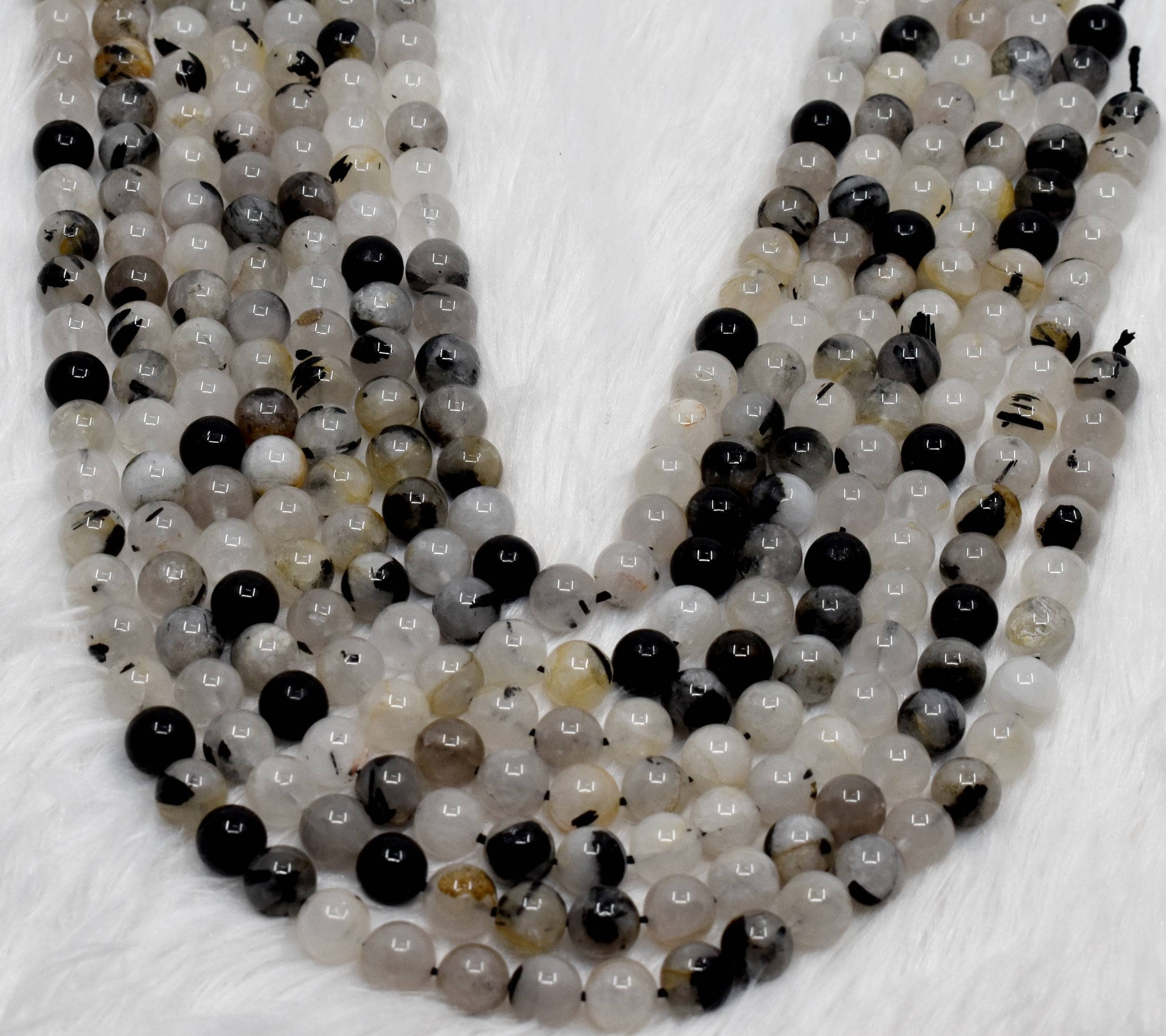 8mm Black Rutile Beads, Gemstone Beads for Necklace ,Crystal Beads Jewelry