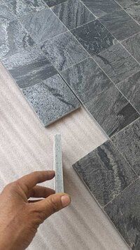 Silver Grey Quartzite Slate 100x100 mm Honed and Brushed Decorative Swimming Pool Floor Tiles Wall Cladding Stone