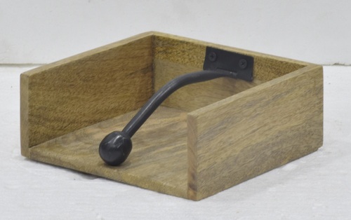 7 Inch Wooden Napkin Holder With Powder Coated Handle