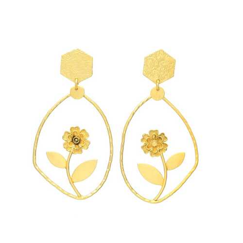 Flower gold plated drop earring