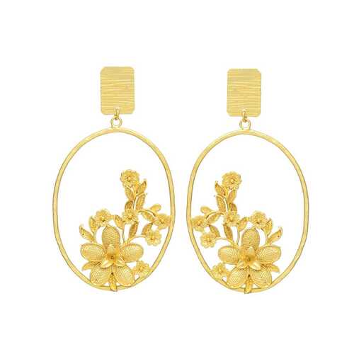 Flower golden drop earring set