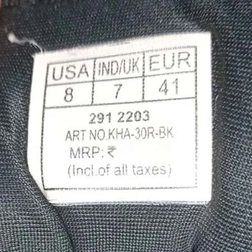 Shoes Size Label