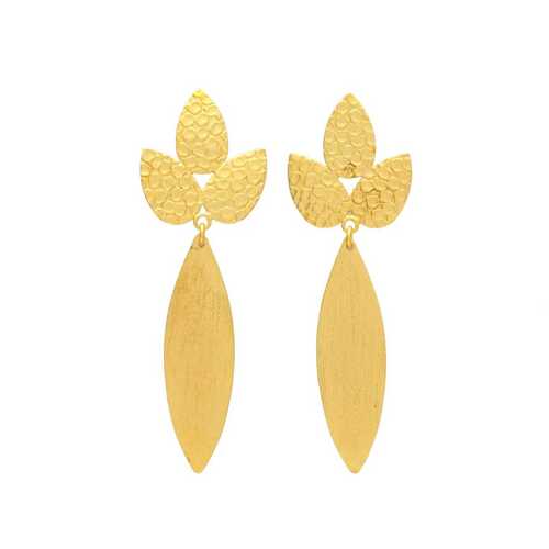 Lotus golden long woman earring