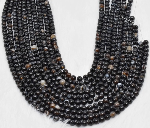 8mm Black Sulemani Agate Beads, Gemstone Beads for Necklace ,Crystal Beads Jewelry