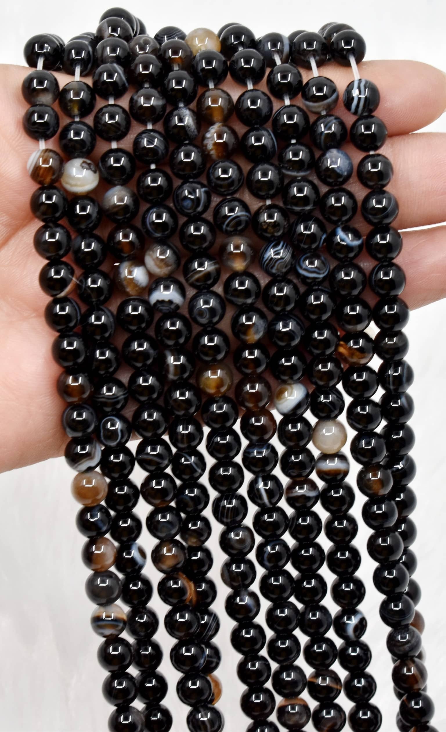 8mm Black Sulemani Agate Beads, Gemstone Beads for Necklace ,Crystal Beads Jewelry