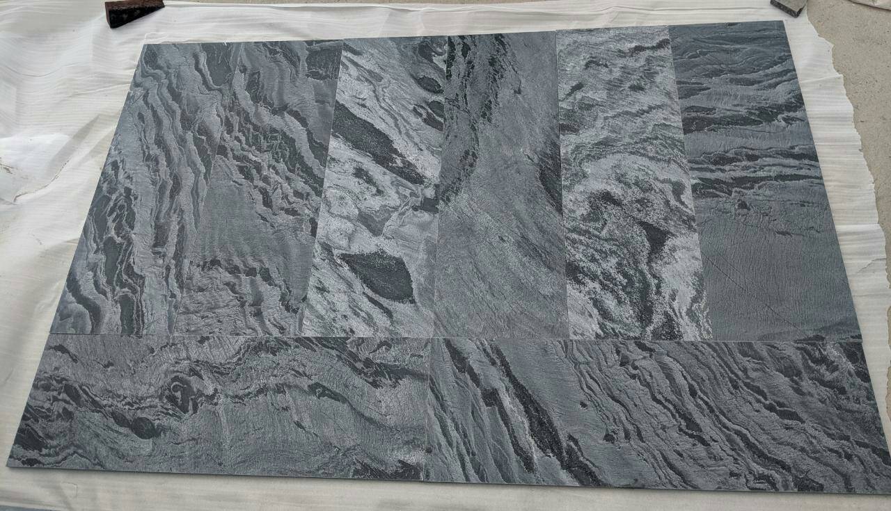 Indian Silver Grey Polished Honed finish Decorative Quartzite Slate Stone for Interior Flooring Wall Cladding