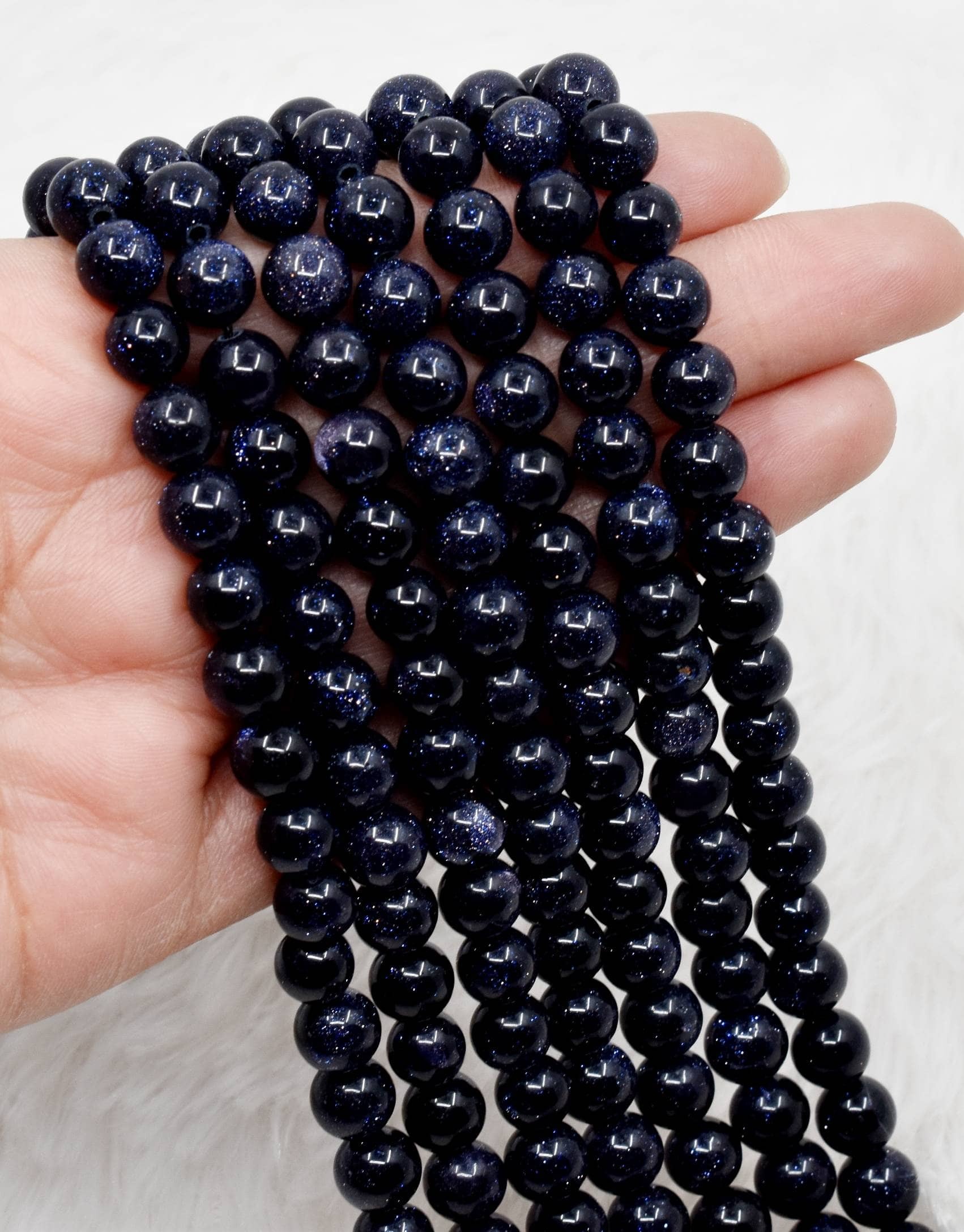 8mm Blue Sandstone Beads, Gemstone Beads for Necklace ,Crystal Beads Jewelry