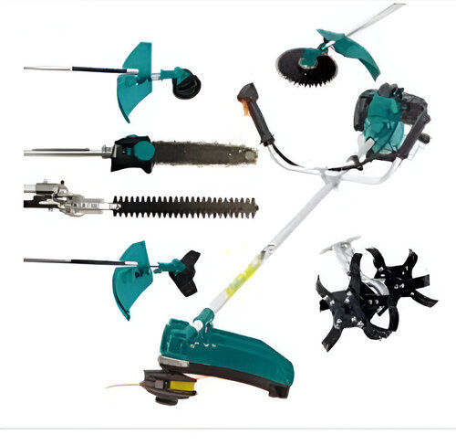 6 in 1 Brush Cutter with Weeder, Tiller Chainsaw & Blade Attachments