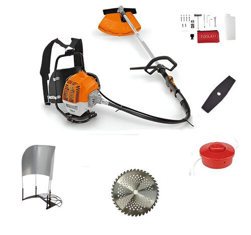 Heavy Duty Backpack Brush Cutter 2-stroke 52cc Engine With Tct Blade And Paddy Guard