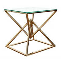 CT-777 Glass Table Top With Stainless Steel Frame Coffee Table gold wedding table for rental