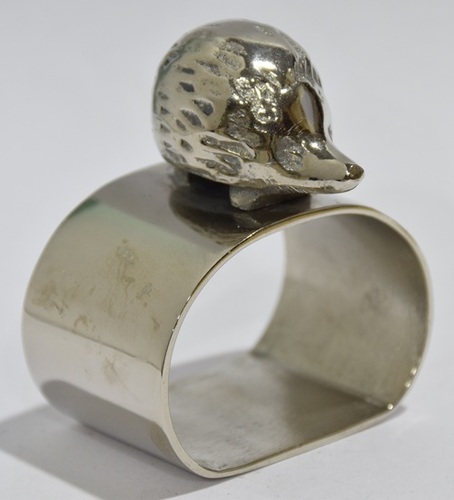 Metal Head Napkin Ring Silver Plated