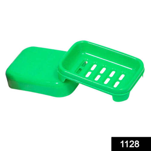 COVERED SOAP KEEPING PLASTIC CASE FOR BATHROOM USE 1128 - Plastic, 10x7x2 cm, Assorted Colors | Snap-On Lid, Inner Drainage Tray, Travel-Friendly, Water-Resistant