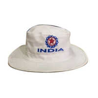 Cotton Cricket Hat - White Cotton Fabric, All Sizes | Customized Fit, Printed Pattern, Stylish Design For Male Players